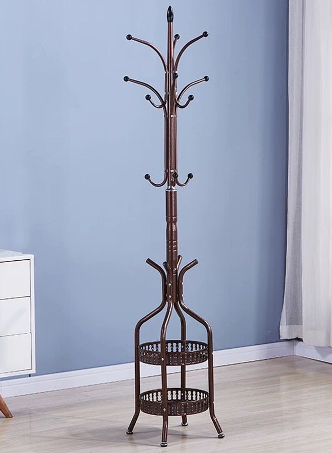 علاقة ملابس مع رفين وعدة خطافات للتخزين  نحاسي - Image 2