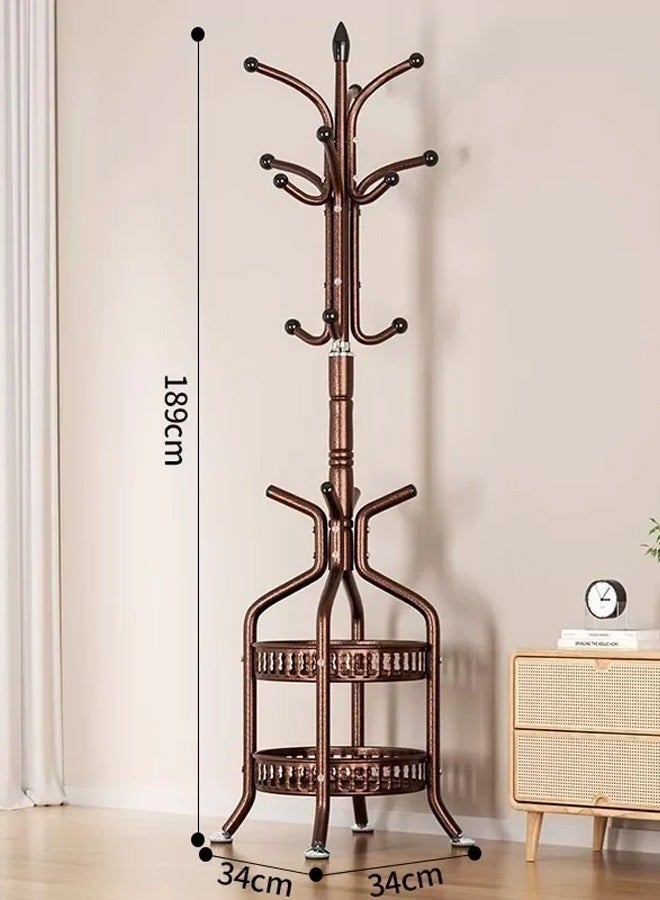 علاقة ملابس مع رفين وعدة خطافات للتخزين  نحاسي - Image 3