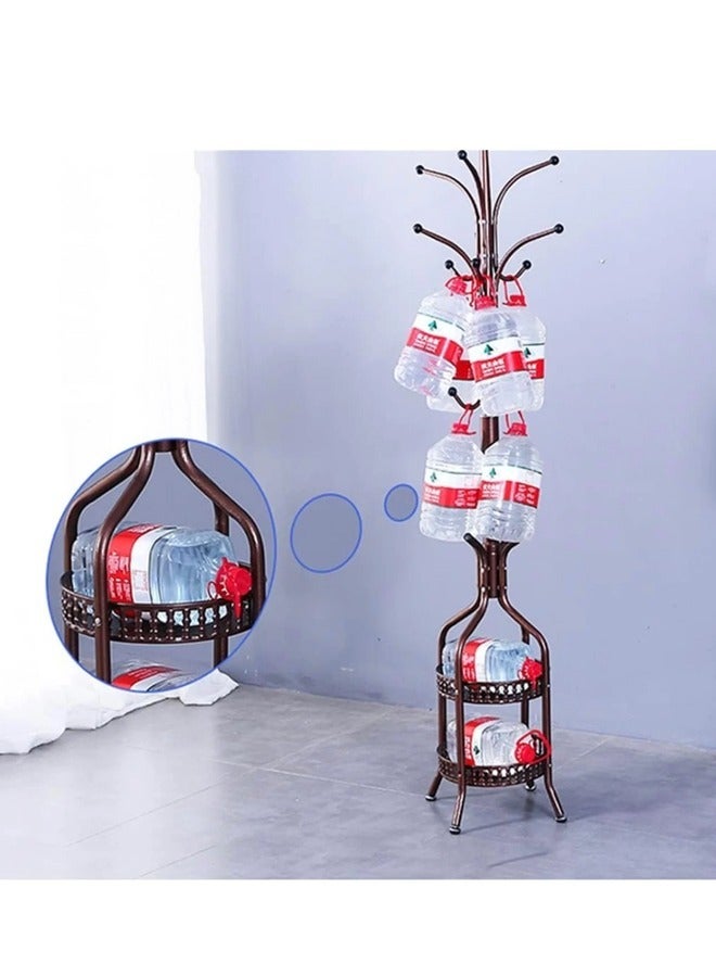 علاقة ملابس مع رفين وعدة خطافات للتخزين  نحاسي - Image 5