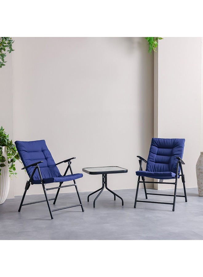 DANUBE HOME Vista 1 + 2 Seater Balcony Set |2-Seater Balcony Set With Table | All Weather 3 Piece Bistro Set With Coffee Table | Modern Design Furniture For Balcony Outdoor Garden - Blue - Image 1