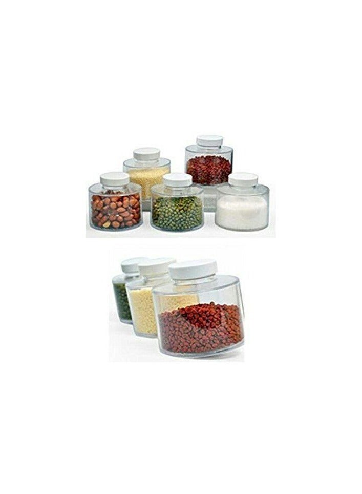 طقم توابل دوّار اكريليك شفاف – 6 عبوات بغطاء محكم لحفظ النكهات OM - Image 1