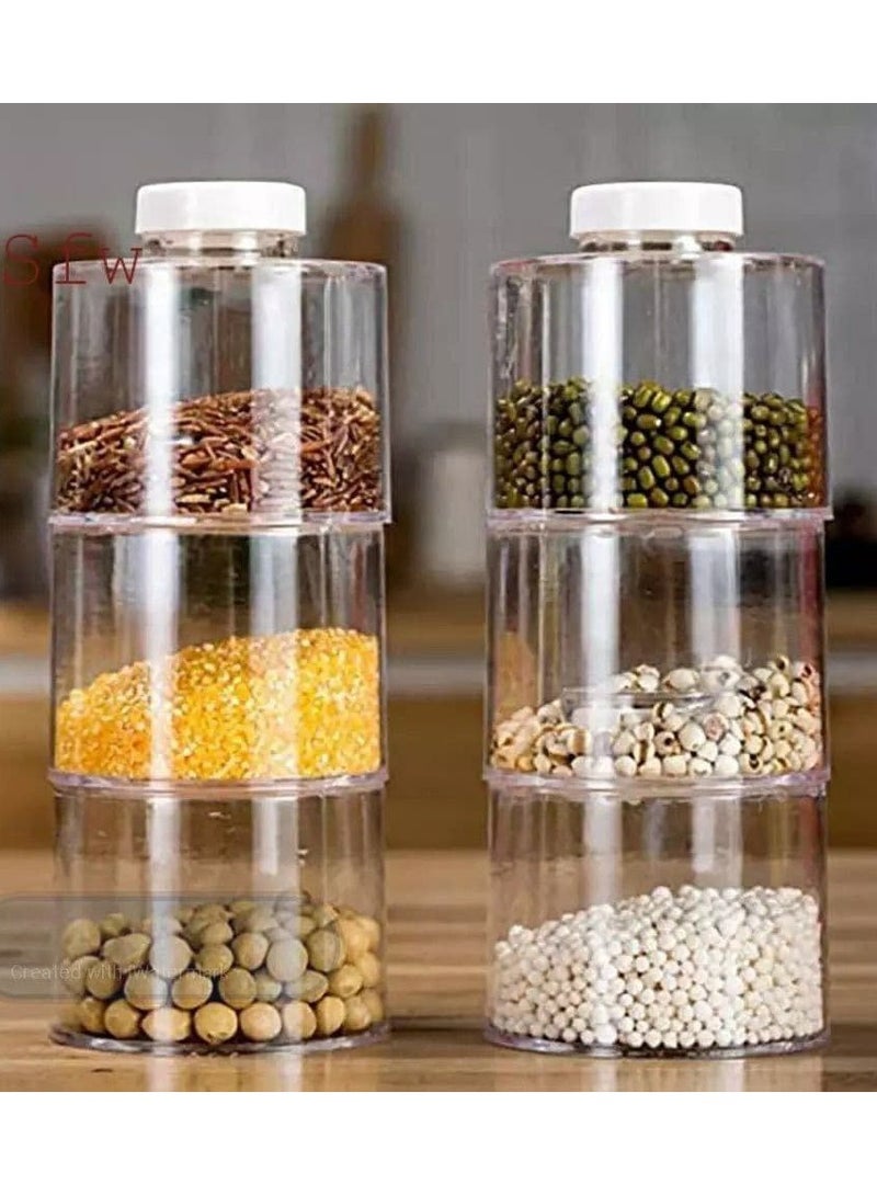 طقم توابل دوّار اكريليك شفاف – 6 عبوات بغطاء محكم لحفظ النكهات OM - Image 3