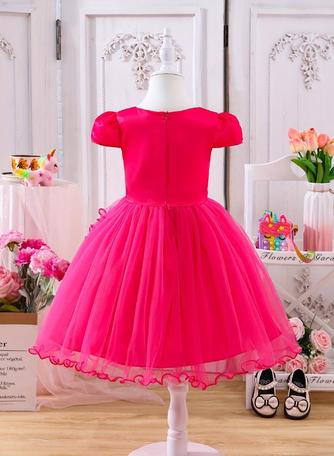 Take Two Graphic Print Puff Sleeve Bow Detail Knee Length Dress - Image 2