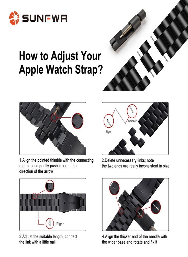 SUNFWR Compatible with Apple Watch Band 45mm 44mm 42mm for Men Women, Stainless Steel Metal iWatch Band with Case for Apple Watch Series 9/8/7/6/5/4/3/2/1/SE/SE2 (NewGolden, 42mm/44mm/45mm) - Image 4