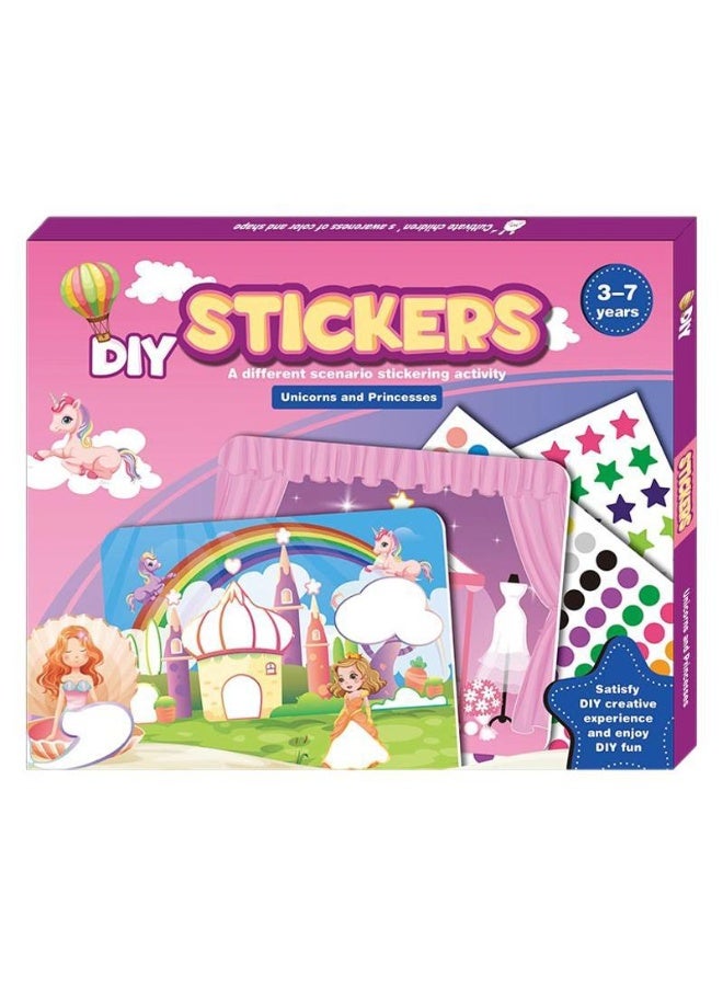 Capstro DIY Reusable Dot Scene Sticker Activity Set for Kids - Unicorn & Princess Theme Sticker Decorative Painting Board | Hands-On Learning & Imaginative Fun – Sticker Decorative Painting Board - Image 1