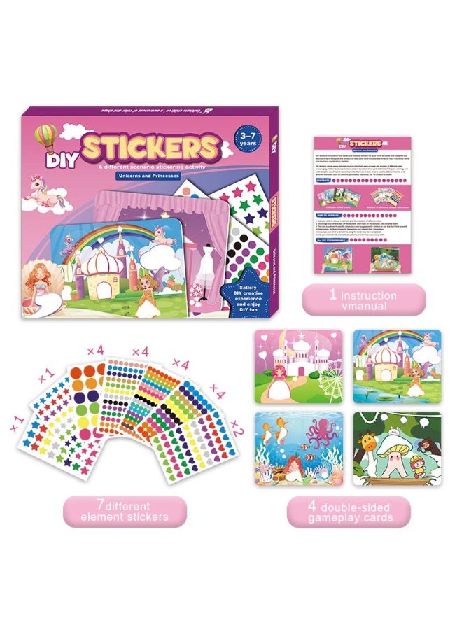 Capstro DIY Reusable Dot Scene Sticker Activity Set for Kids - Unicorn & Princess Theme Sticker Decorative Painting Board | Hands-On Learning & Imaginative Fun – Sticker Decorative Painting Board - Image 2