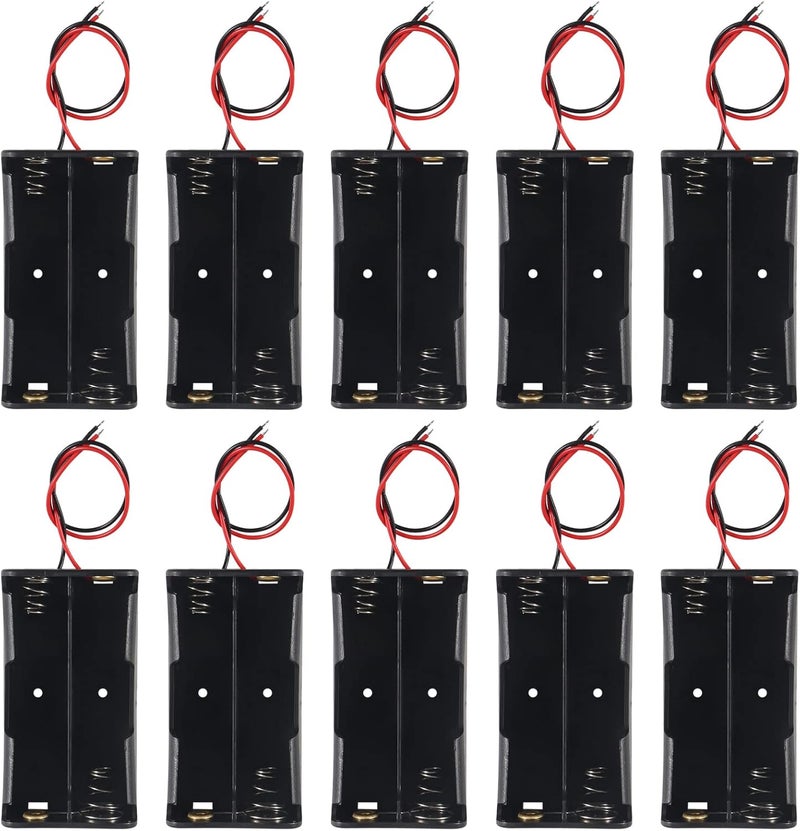AEDIKO 10pcs 18650 Battery Holder 18650 Battery Clip 2 Slots 3.7V Plastic 18650 Battery Storage Box Case with Connect Lead - Image 1