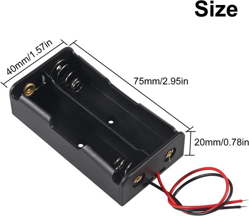 AEDIKO 10pcs 18650 Battery Holder 18650 Battery Clip 2 Slots 3.7V Plastic 18650 Battery Storage Box Case with Connect Lead - Image 4