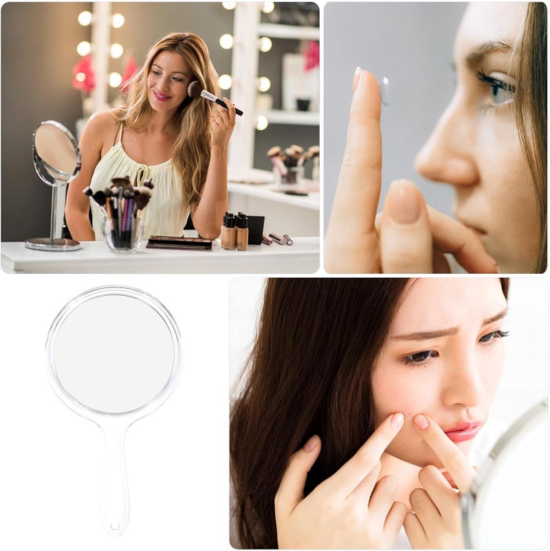 Creative Handheld Makeup Mirror Double-Sided Portable Plastic Compact Mirror for Women Travel Vanity Beauty Tool - Image 3
