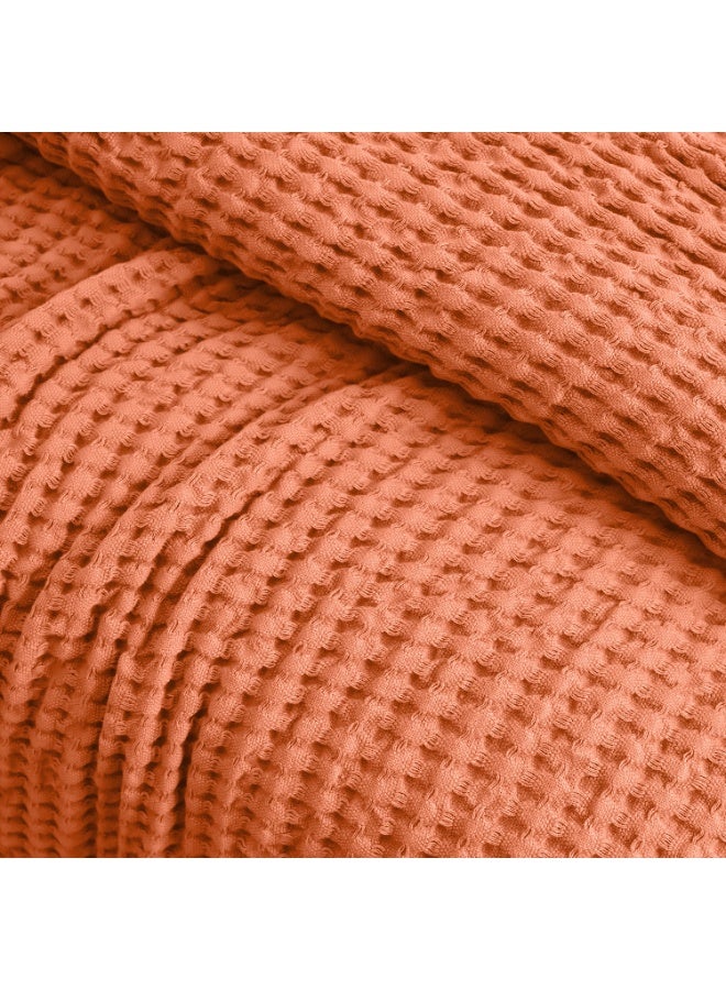 Relax Egyptian cotton Waffle throw blanket,ultra-soft & lightweight with an elegant woven design ,king size 255x225 cm ,Havan Color - Image 2