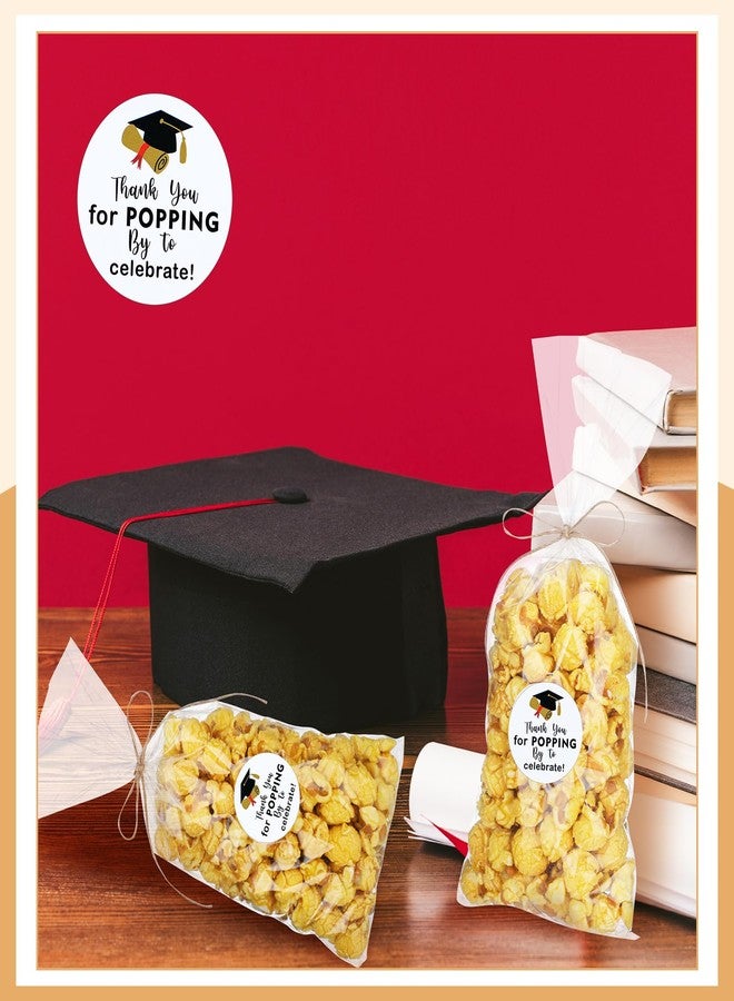 Newtay 100 Set 2026 Graduation Popcorn Bags with Thank You for Popping Stickers 328 ft Twine Graduation Treat Candy Plastic Clear Goodies Wrapping Bags Bulk for Cookie Gift Party Favor - Image 3