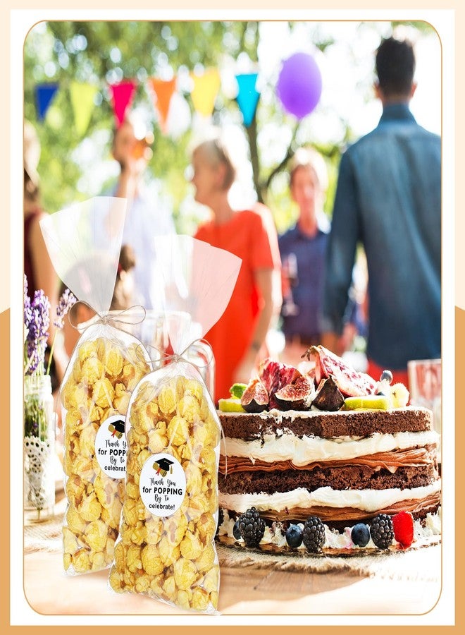 Newtay 100 Set 2026 Graduation Popcorn Bags with Thank You for Popping Stickers 328 ft Twine Graduation Treat Candy Plastic Clear Goodies Wrapping Bags Bulk for Cookie Gift Party Favor - Image 4