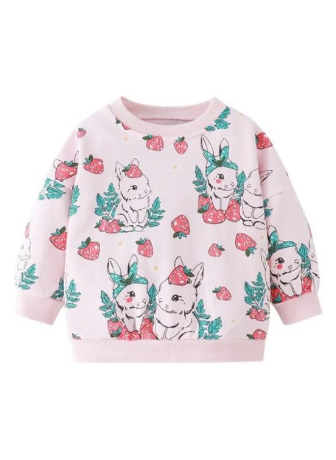 YUNIQEE Pink Printed Long Sleeve Crew Neck T-Shirt