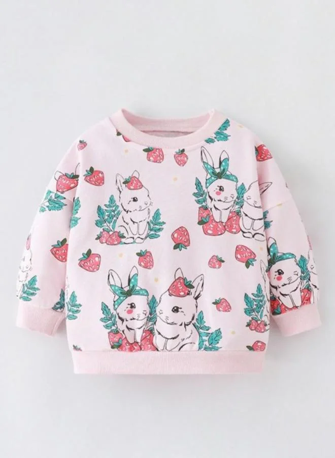 YUNIQEE Pink Printed Long Sleeve Crew Neck T-Shirt