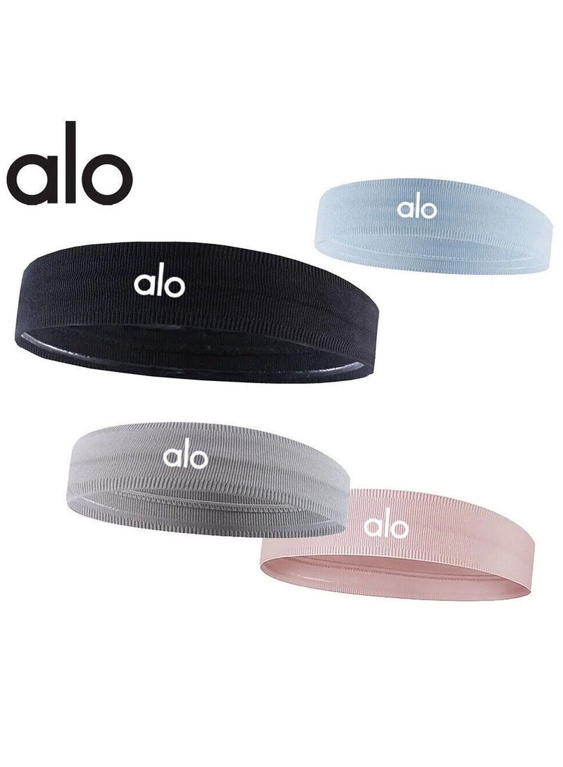 Alo Yoga Headband  Elastic Exercise Headband Fitness Outdoor Sports Non-Slip Adhesive Headband 4-Piece Set - Image 1