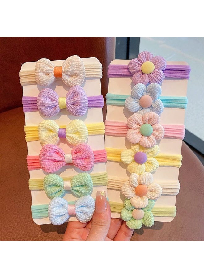 12-Piece Cute Girls Hair Ties, Cute Bow Elastic Hair Ties Kids Hair Bands Hair Accessories with Colorful Bows - Image 1