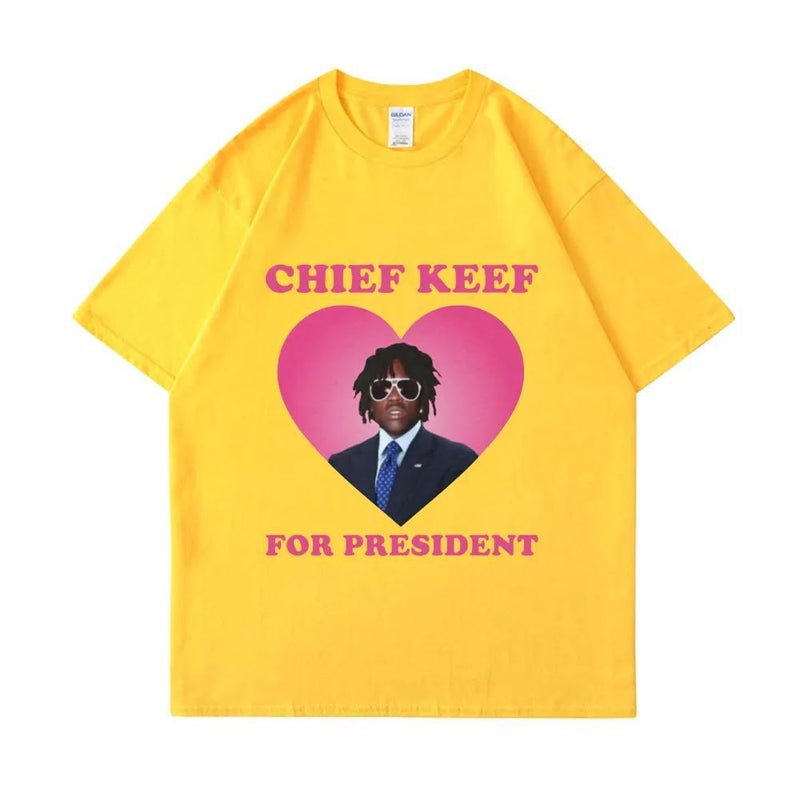 American style high street blockbuster rap CHIEF KEFF print fashion top men's loose hip hop T-shirt - Image 3