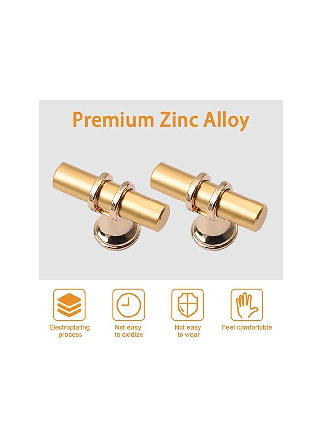 The Bros T-Shaped Single Hole Handles, 4pcs Modern Style T Knobs Cabinet Bar Handle Pull Knobs Zinc Alloy Cabinet Handle with Mounting Screws for Drawers and cupboards(Gold) - Image 2