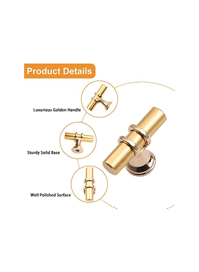 The Bros T-Shaped Single Hole Handles, 4pcs Modern Style T Knobs Cabinet Bar Handle Pull Knobs Zinc Alloy Cabinet Handle with Mounting Screws for Drawers and cupboards(Gold) - Image 3