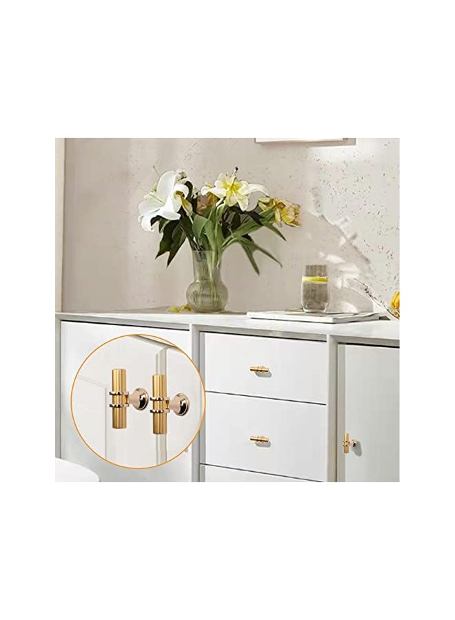 The Bros T-Shaped Single Hole Handles, 4pcs Modern Style T Knobs Cabinet Bar Handle Pull Knobs Zinc Alloy Cabinet Handle with Mounting Screws for Drawers and cupboards(Gold) - Image 4