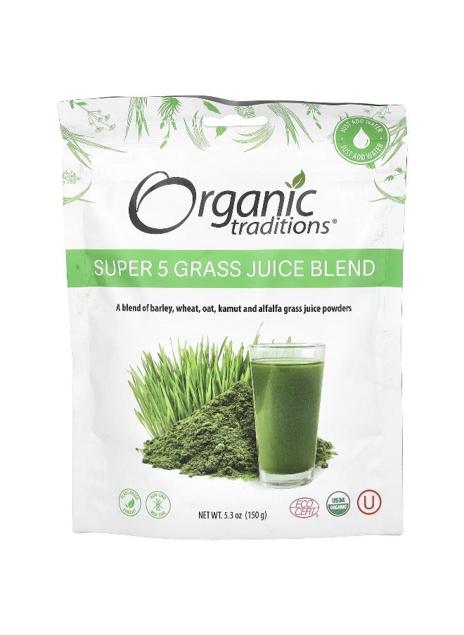 Organic Traditions Organic Traditions, Super 5 Grass Juice Blend, 5.3 oz (150 g)  - Image 1