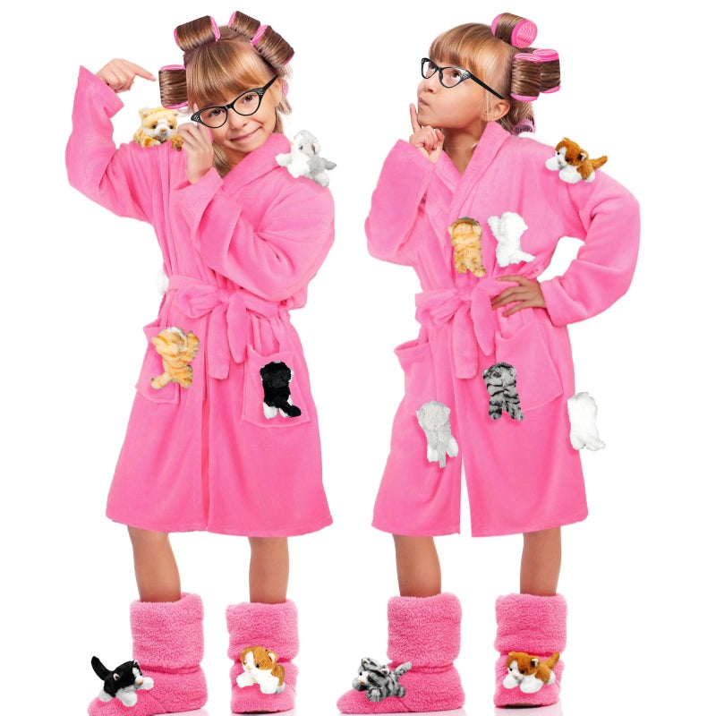 Cuffbow 44 Pcs Halloween Cat Robe Set Crazy Cats Lady Costume Red Funny Bathrobe Set for Women Lady Cosplay Cat Lovers(4-6t) - Image 5