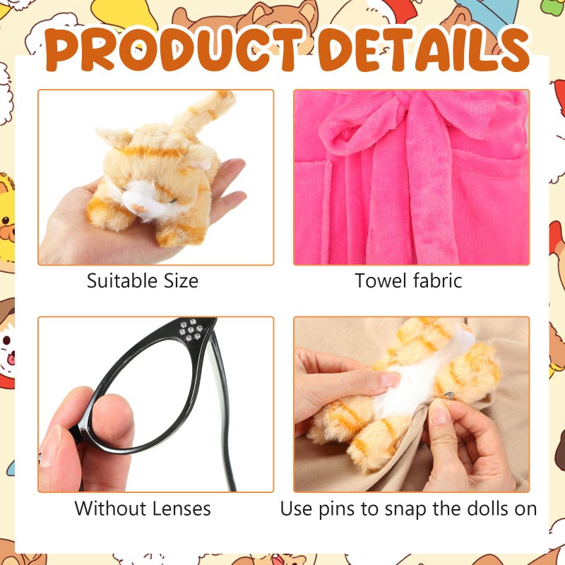 Cuffbow 44 Pcs Halloween Cat Robe Set Crazy Cats Lady Costume Red Funny Bathrobe Set for Women Lady Cosplay Cat Lovers(4-6t) - Image 3