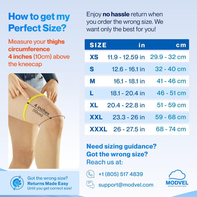 Modvel 2 Pack Knee Brace for Women & Men - Workout Knees Compression Sleeve for Knee Pain Relief Joint Support for ACL, Arthritis, Meniscus Tear Knees Brace for Sports, Rodilleras para Gym Fitness - Image 5