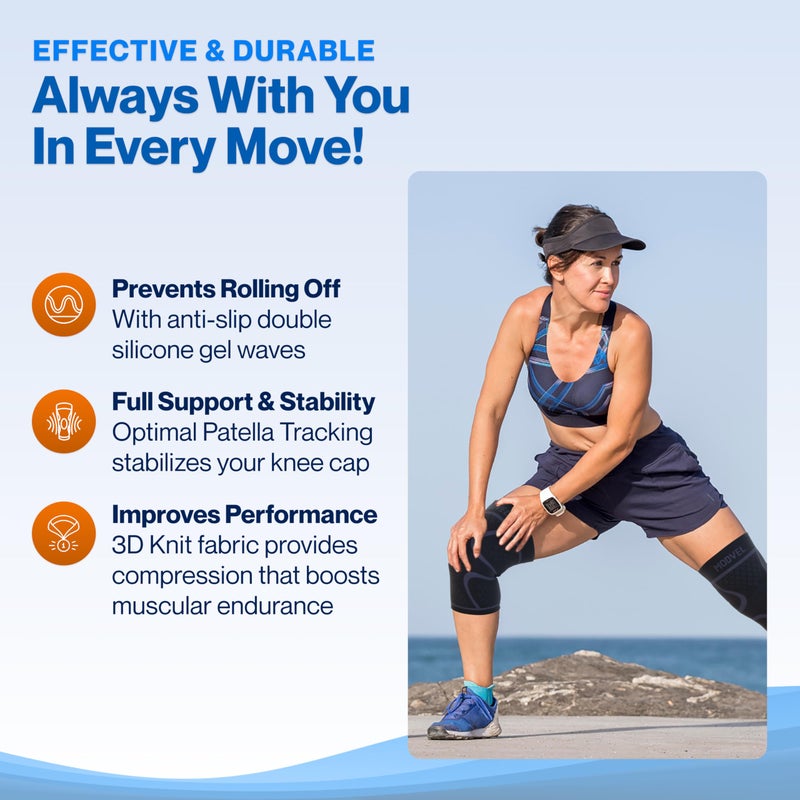 Modvel 2 Pack Knee Brace for Women & Men - Workout Knees Compression Sleeve for Knee Pain Relief Joint Support for ACL, Arthritis, Meniscus Tear Knees Brace for Sports, Rodilleras para Gym Fitness - Image 4