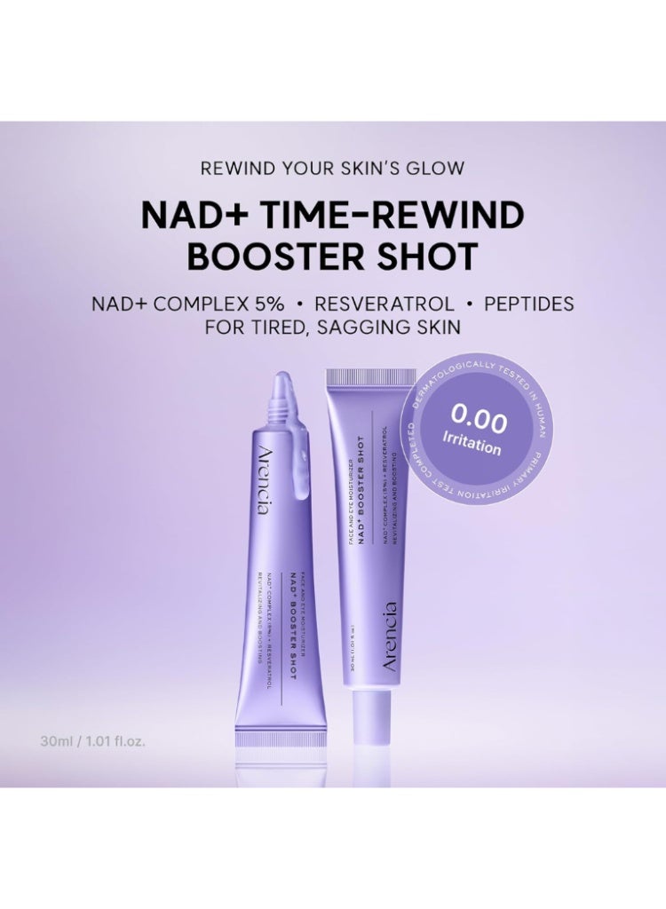 أرينسيا NAD+ بوستر شوت مرطب للوجه والعين 30مل – كريم مضاد للشيخوخة مع مركب NAD+ 5% وريسفيراترول - Image 2