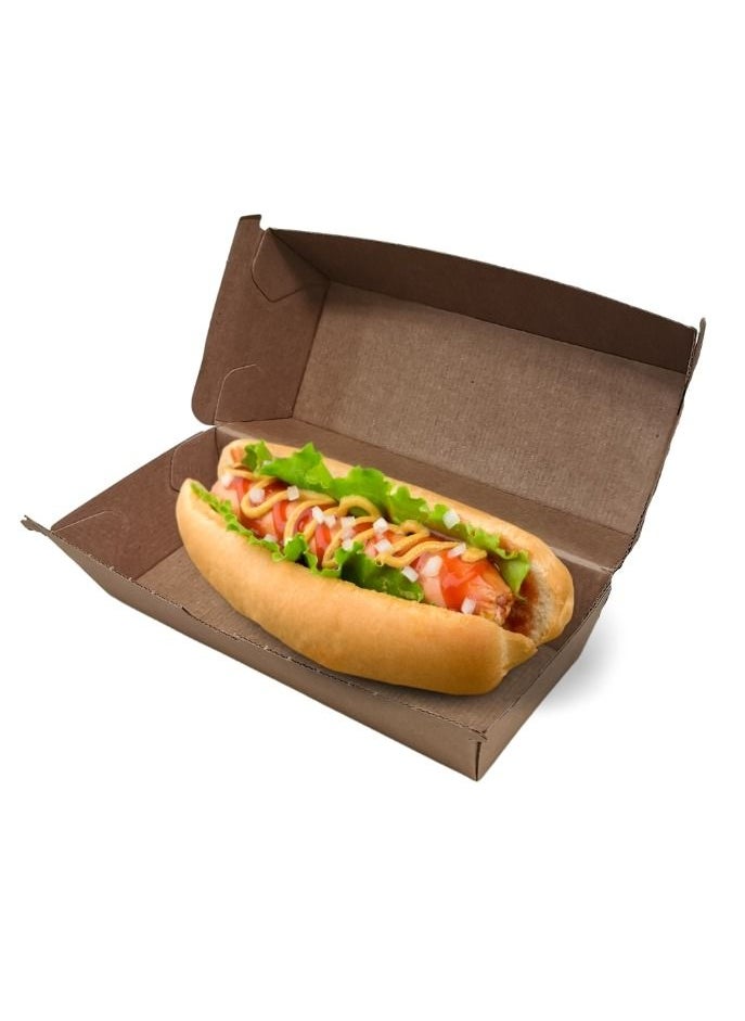 YASHTECH Kraft Brown Hot Dog Box Compostable Clamshell Containers 220 Pcs  - Image 3