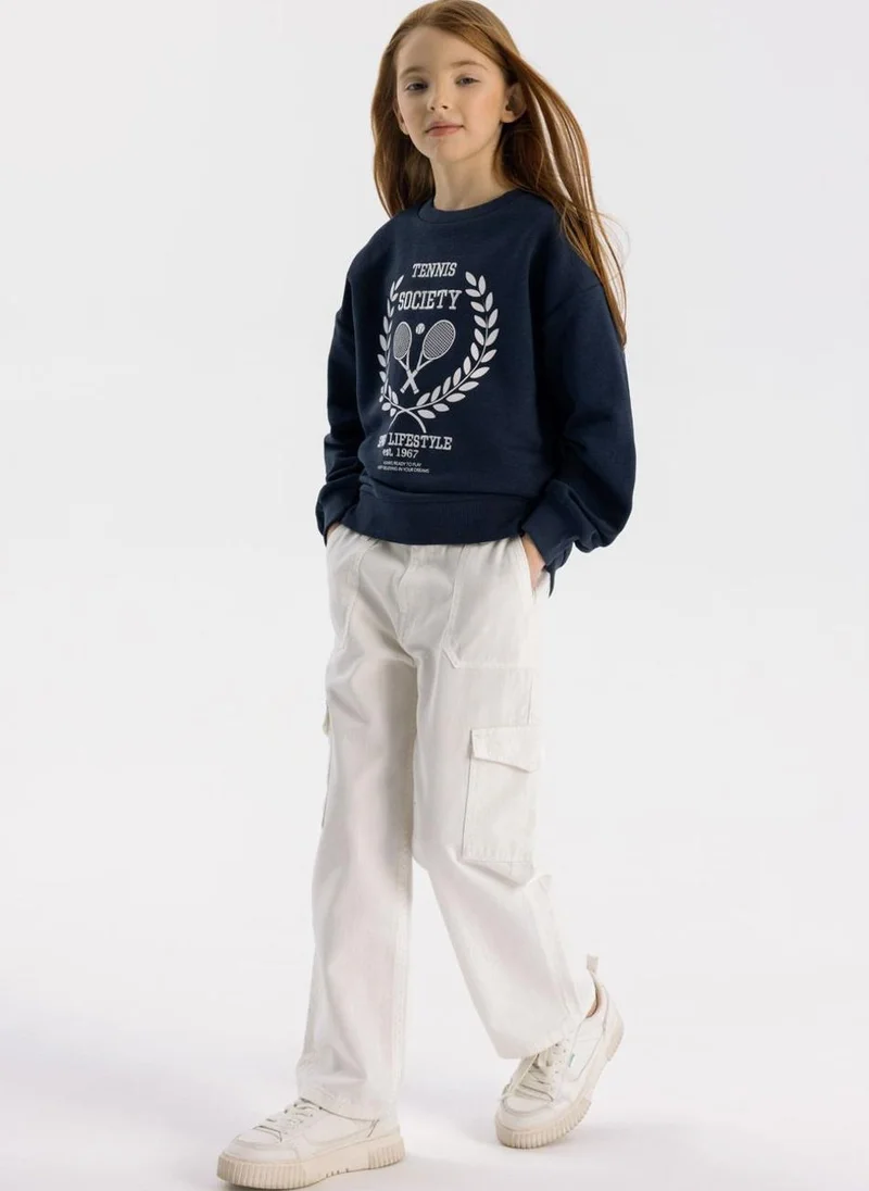 مينوتي Kids Girls Wide Leg Cargo Trousers