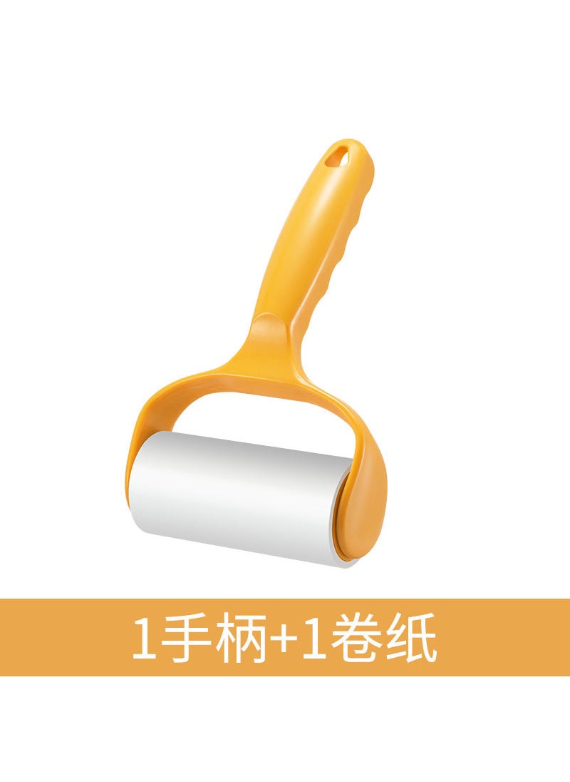 Generic - Portable Lint Roller Sticky Paper Refill 1 yellow handle +1 roll of paper (40 tear) - Image 1