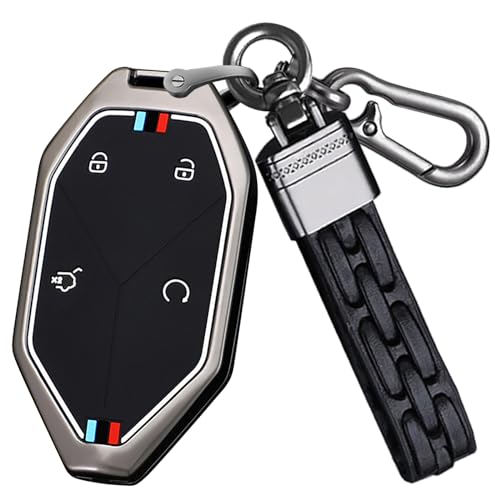 SANRILY Luminous 4 Button Key Fob Cover Fit for BYD Equation 2023 Leopard 5 Key Keyless Full Protection Key Case with Keychain Black - Image 1