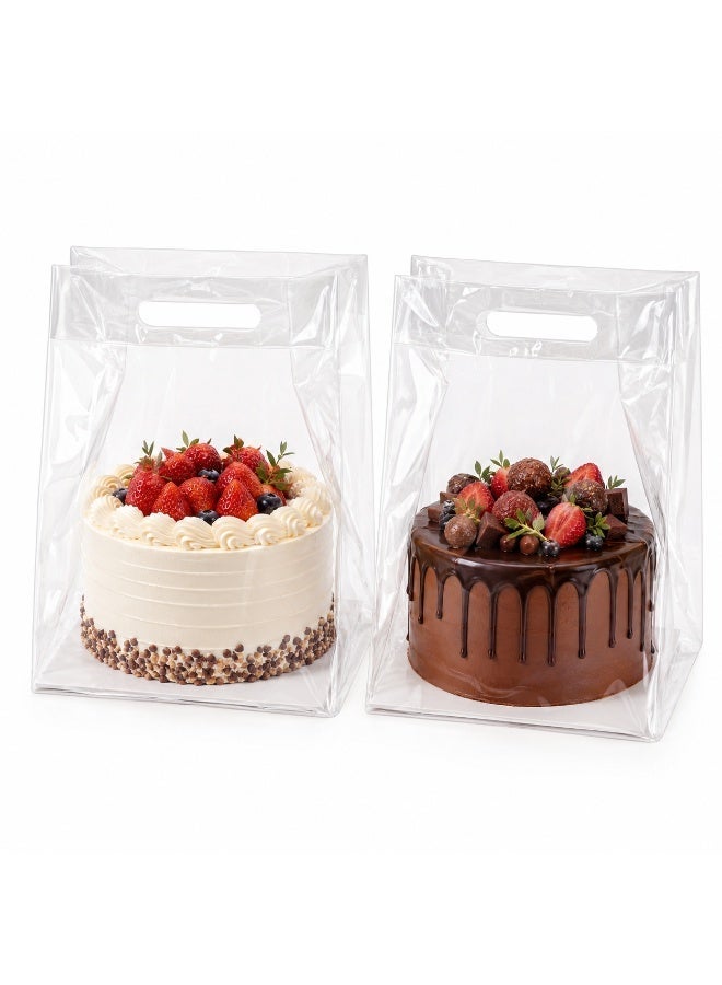 50PCS Clear Cake Gift Bags with Handles, Premium Transparent Dessert Packaging Bags, Reusable Double Layer PE Gift Bags for Birthday, Wedding, Party and Bakery Packaging - Image 1