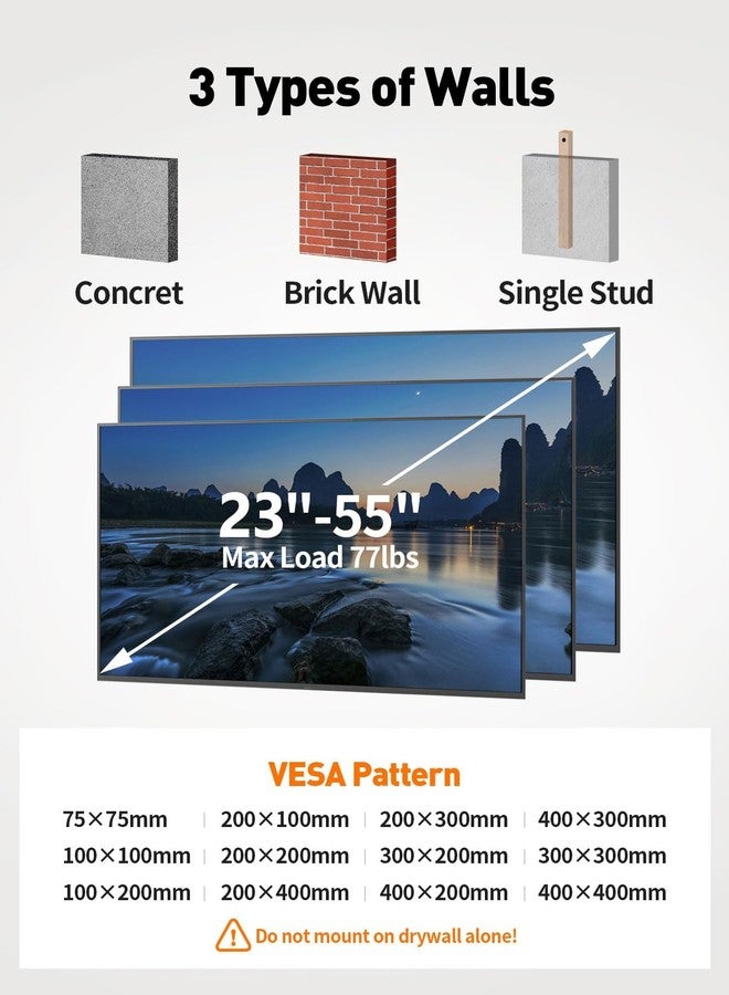 HCOIW Full Motion TV Wall Mount, Universal Fit for 26-55 Inch TVs, Up to 77 lbs, Tilt Extension with Articulating Arms, TV Bracket Wall Mount, Bracket with VESA 400x400mm - Image 5
