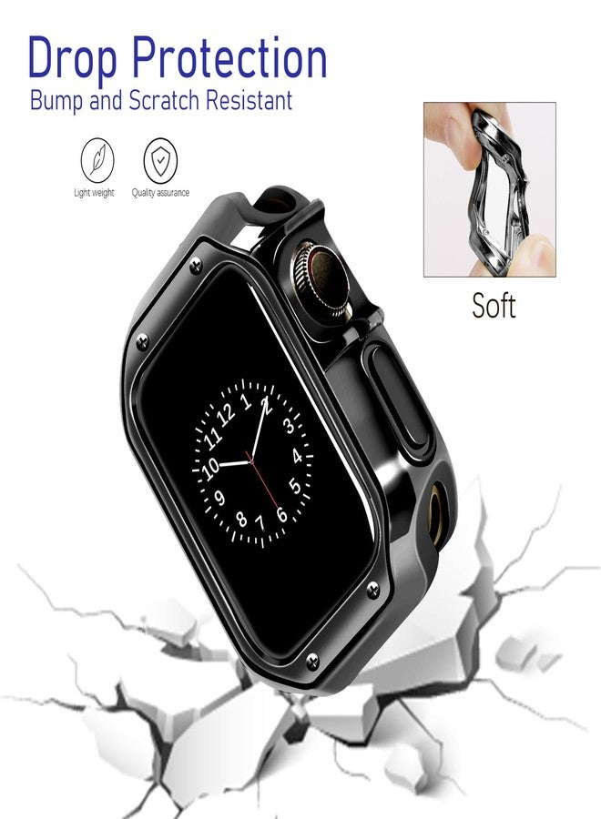 VIQIV Compatible with Apple Watch Ultra 2 Band 41/40/38/44/45/49/42mm Women Men with Protective Case, Dressy Gothic Punk Metal Stretchy Strap Rivets Designer Elastic Biker Bracelet Wristband for - Image 4