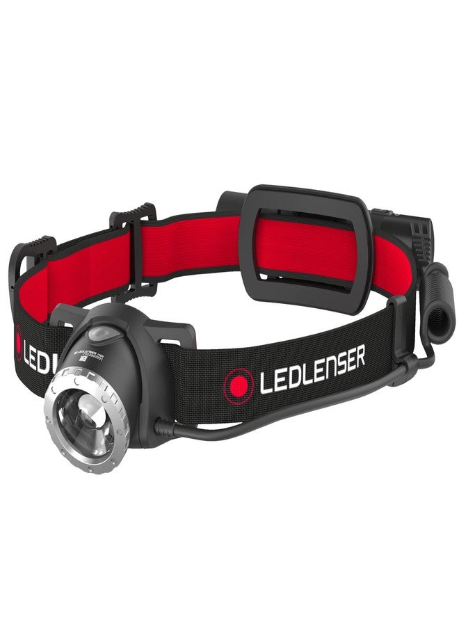 Ledlenser H8R Head Lamp - Black, 600 Lumens, 150 m Beam, 158 g, IP54 - Head Lamp for Work & Red Rear Safety Light - Hard Hat Light - Advanced Focus System - Image 1