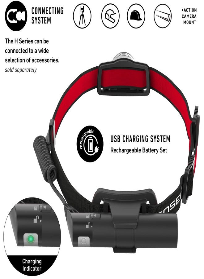Ledlenser H8R Head Lamp - Black, 600 Lumens, 150 m Beam, 158 g, IP54 - Head Lamp for Work & Red Rear Safety Light - Hard Hat Light - Advanced Focus System - Image 5