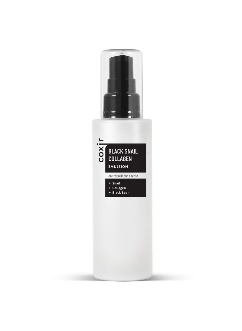 coxir coxir BLACK SNAIL COLLAGEN EMULSION  Black Rice Snail Mucin Collagen Hyaluronic Acid  Lightweight Face Moisturizer  Firming Nourishing Korean Skin Care 100ml338 floz 
