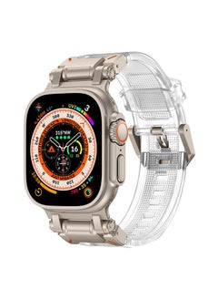 O Ozone Sports Liquid Silicone Rubber Band with Stainless Steel Adapter for Apple Watch Ultra 1/2 49mm 45mm 44mm 42mm Men, Durable Armor Designed Strap- Clear  - Image 1