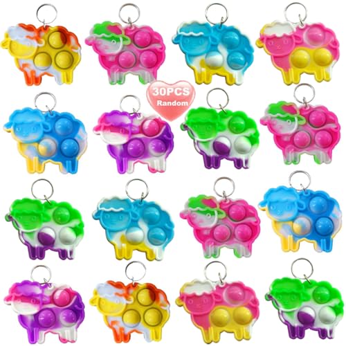 Goodangie00 30 Packs Rainbow Bulk Sheep Fidget Pop Gifts Mini Anxiety Stress Reliever Toys for Students Bubble Prize Kids Birthday Christmas Party Favors - Image 1