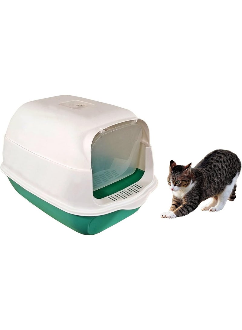 أن ان سي بيتس مرحاض فضلات القطط، صندوق فضلات القطط مع مغرفة بلاستيكية، مغلق بالكامل، سهل التنظيف، غطاء على المدخل، بدون رائحة، للاستخدام الداخلي والخارجي (50 سم) - Image 2