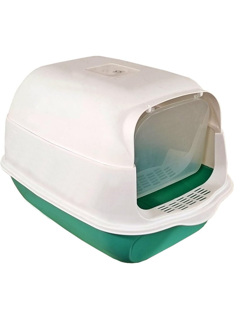 أن ان سي بيتس مرحاض فضلات القطط، صندوق فضلات القطط مع مغرفة بلاستيكية، مغلق بالكامل، سهل التنظيف، غطاء على المدخل، بدون رائحة، للاستخدام الداخلي والخارجي (50 سم) - Image 1