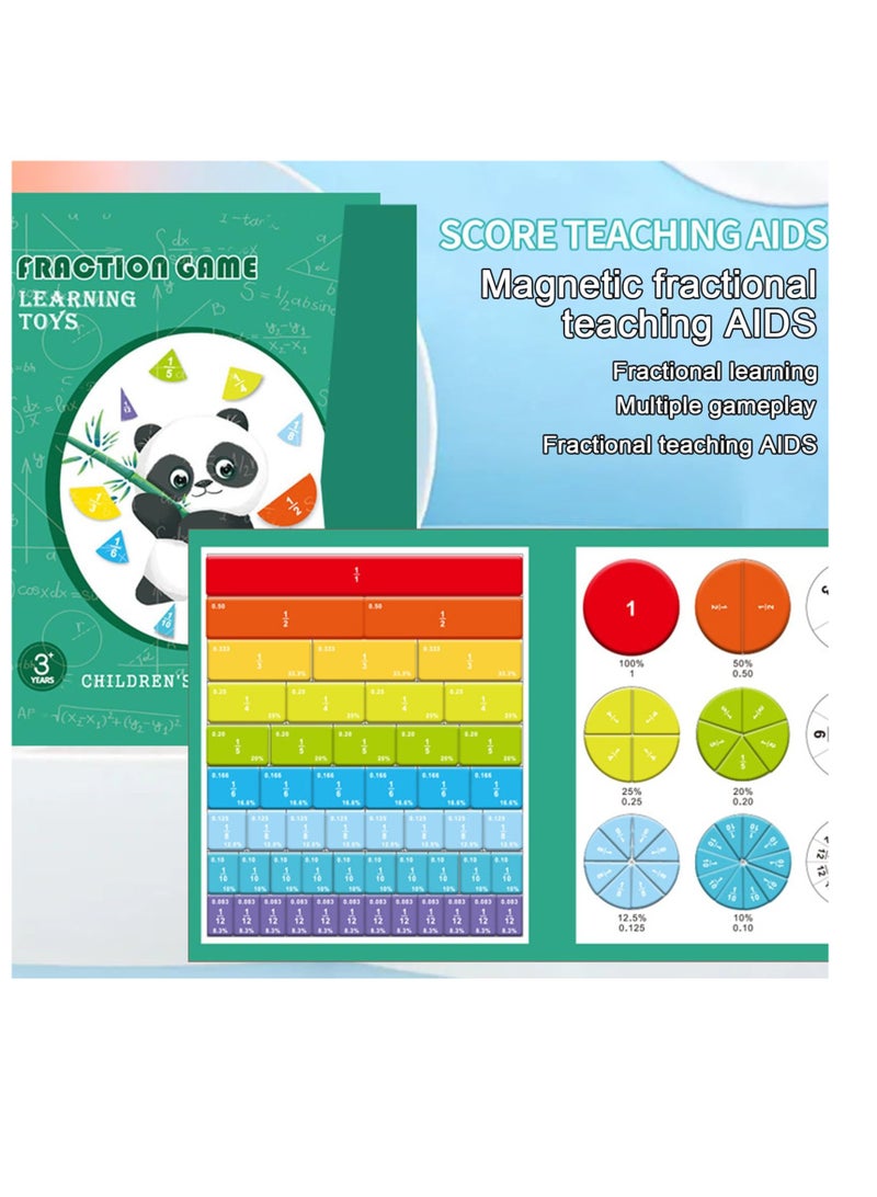 KASTWAVE Magnetic Fraction Educational Puzzles, Magnetic Fraction Tiles & Fraction Circles with Percentages, Math Manipulatives for Elementary School, Magnetic Fraction Blocks and Fraction Circles, Green - Image 2