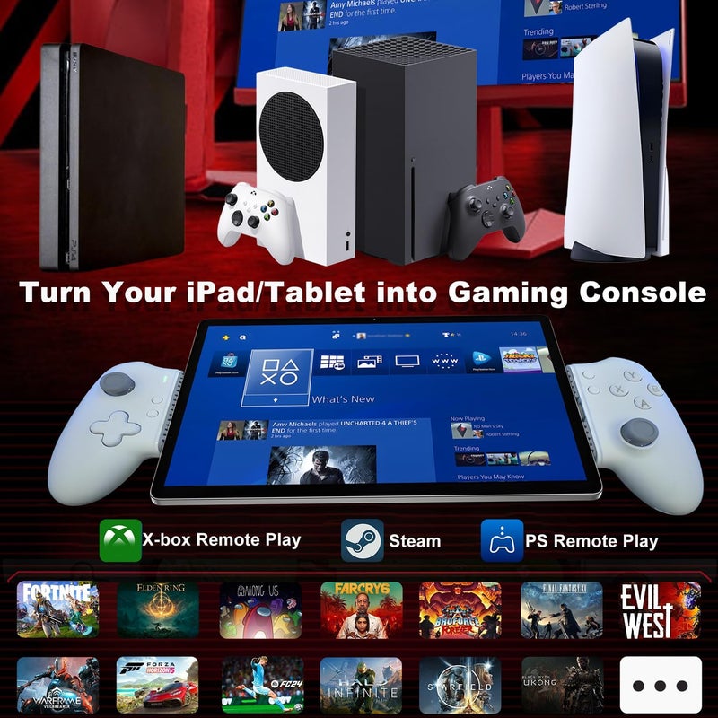 Megadream Mobile Game Controller für iPad/Tablet (6.7-11in), Wireless Gamepad für PS5/Xbox/PC with Hall Effect Joysticks/Hall Trigger, Cloud Gaming, Passthrough Charging USB-C - Image 2