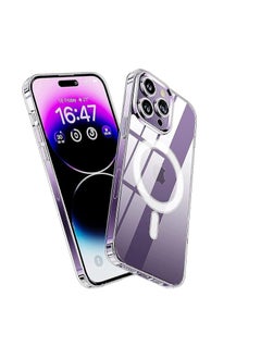 Compatible with iPhone 14 Pro Magsafe Case 6.1-Inch (2022) Slim Thin Magnetic Case Yellowing-Resistant Shock Absorption Anti-Scratch Anti-Drop Hard Back Crystal-Clear Cover.