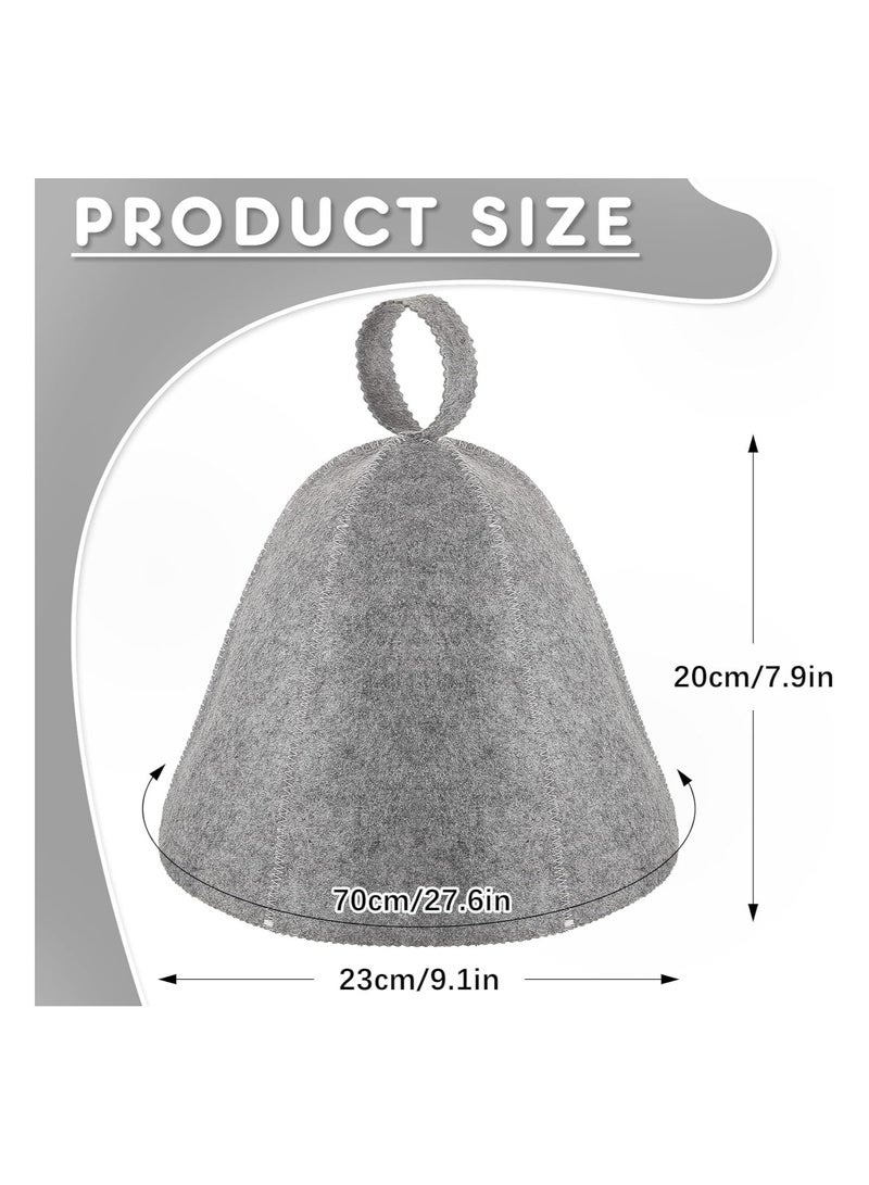 Sauna Hat Set, 2Pcs Felt Cap for Men and Women with Hanging Loop, Stylish Bathing Hat for Hair Protection, Water-Absorbent Spa Hat for Sauna Use - Image 3