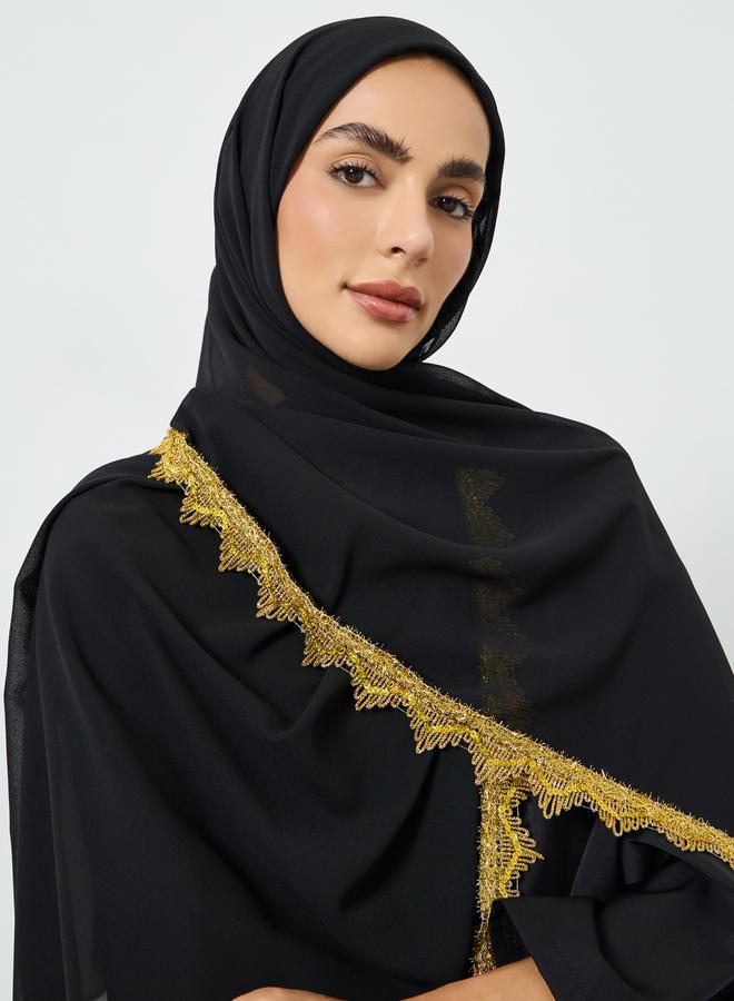 حجاب شيفون بتفاصيل دانتيل