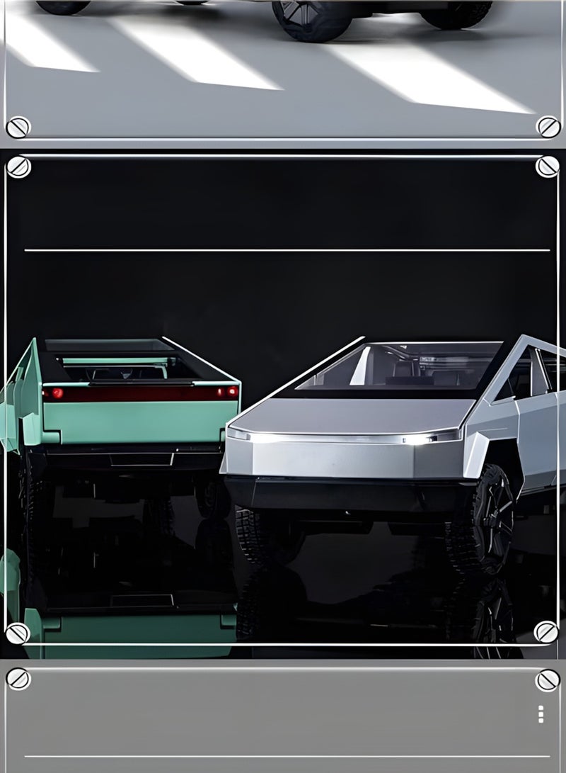 1:32 Sound And Light Tesla Pickup Truck Trailer Alloy Car Model Die-cast Metal Off-road Vehicle Truck Model  - Image 2
